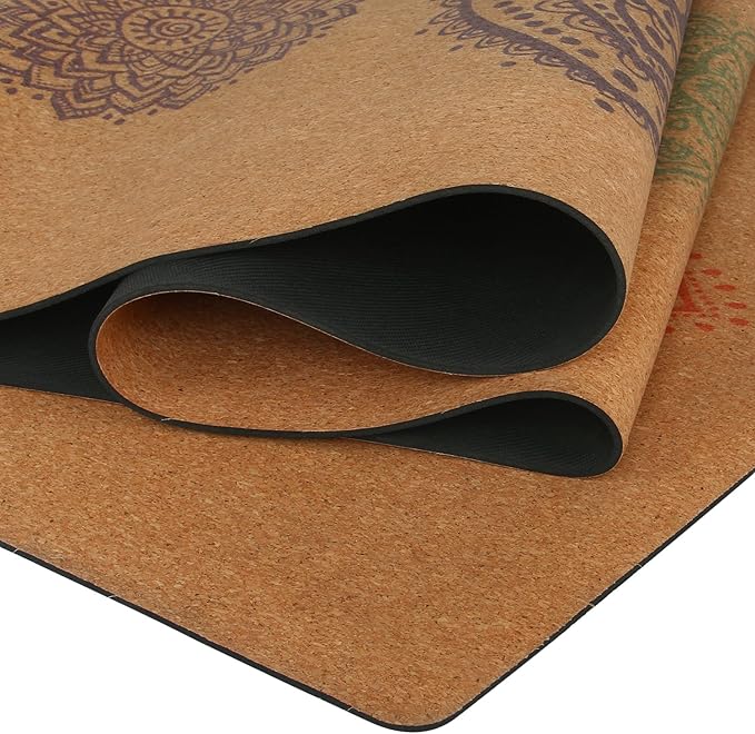 Shakti Warrior Chakra Cork Yoga mat - Artist Designed, Premium eco Friendly mats, Non Slip, Non Toxic, Great for Regular & Hot Yoga, Pilates and Work Out (72 inch x 24 inch x 3mm Thick) - Bloomnest