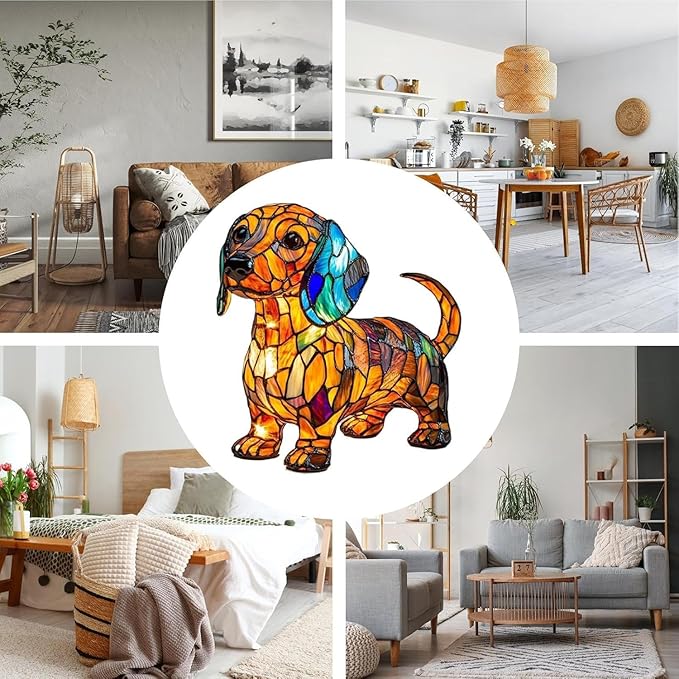 Retro Dachshund Colorful Resin Table Lamp, 3D Cute Pet LED Night Light, Dog Series Art Night Light, Fun Gift for Dog Lovers (Dachshund) - Bloomnest