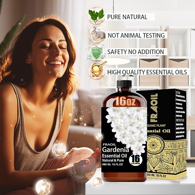 Gardenia Essential Oil, Gardenia Oil 16 Fl Oz 480 ML for Diffuser Humidifier Yoga Cleaning DIY Candle Soap Making Perfume Gift for Women Essential Oils - Bloomnest