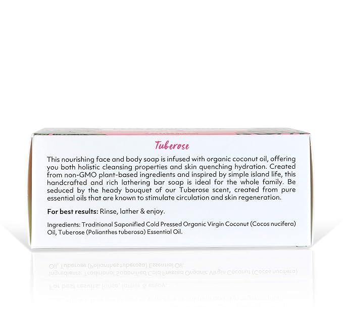 Coco Fiji, Coconut Oil Infused Soap, Bar 7oz (Tuberose, Pack of 2) - Bloomnest