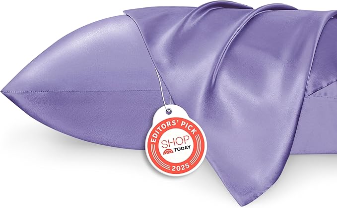Bedsure Satin Pillowcase 2 Pack Similar to Silk Pillow Cases Standard Size, Pillow Case for Sleeping Women with Envelope Closure, Gifts for Women Men, Lilac, 20x26 Inches, 2pcs - Bloomnest