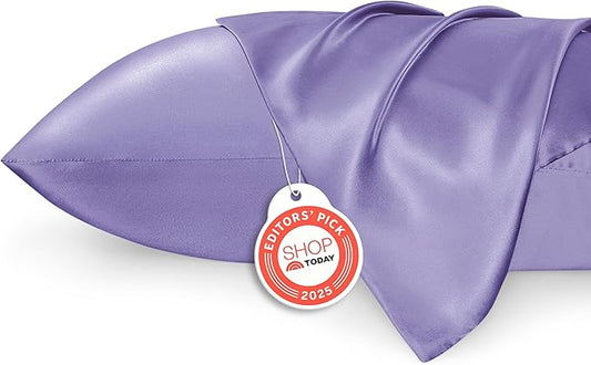 Bedsure Satin Pillowcase 2 Pack Similar to Silk Pillow Cases Standard Size, Pillow Case for Sleeping Women with Envelope Closure, Gifts for Women Men, Lilac, 20x26 Inches, 2pcs - Bloomnest