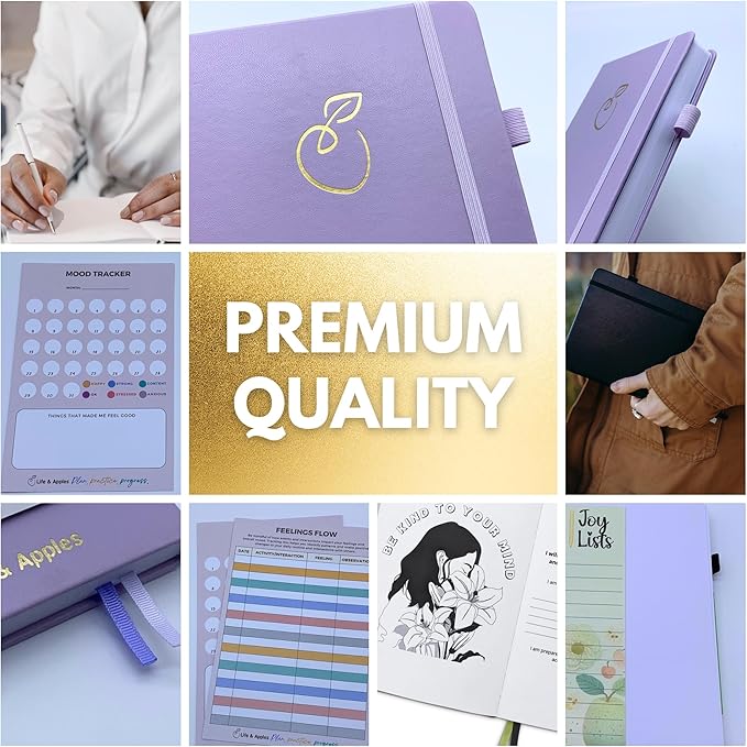 Life & Apples Journal for Women – Guided Mindfulness Journaling Notebook with prompts - for Improved Mental Health, Less Anxiety & Stress, More Positivity & Resilience – A5 Tune-in Lavender