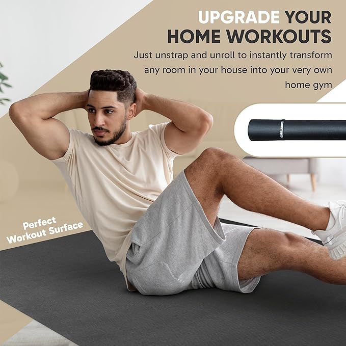 Gorilla Mats Premium Extra Large Exercise Mat – 9' x 6' x 1/4" Ultra Durable, Non-Slip, Workout Mat for Instant Home Gym Flooring – Works Great on Any Floor Type or Carpet – Use With or Without Shoes - Bloomnest