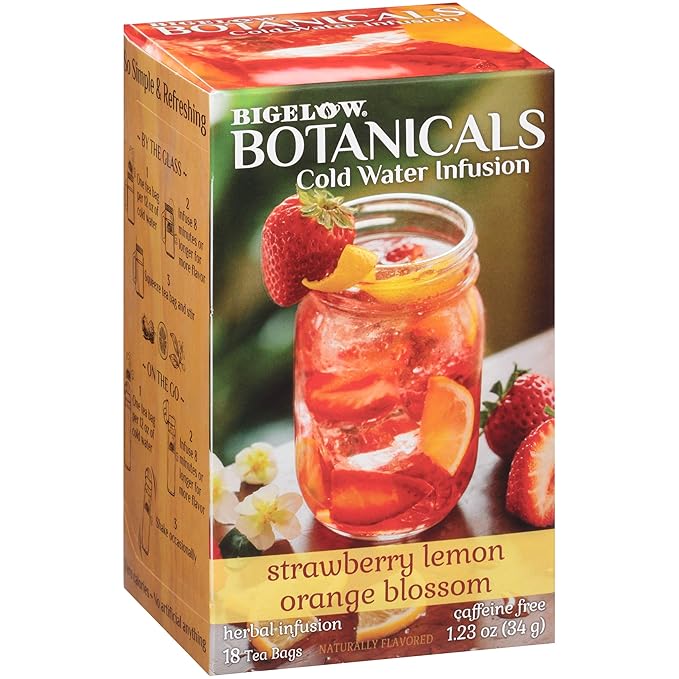 Bigelow Botanicals Cold Water Infusion Strawberry Lemon Orange Blossom Tea Bags 18 Count Box (Pack of 3), Herbal Infusion, Caffeine Free, 54 Tea Bags Total - Bloomnest