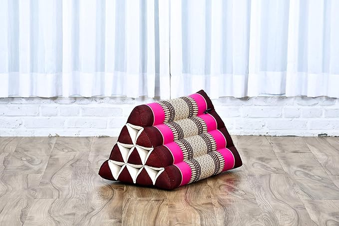 Leewadee Triangle Cushion – Comfortable Backrest for TV or Reading, Incline Pillow for Relaxing Made of Kapok, 20 x 13 x 13 inches, Auburn Pink - Bloomnest