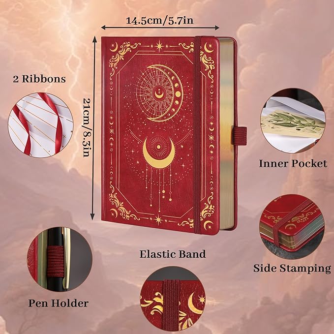 TIEFOSSI Lined Journal for Women Men, Vintage Notebooks with Bookmarks, Hardcover A5 College Ruled Notebook 316 Numbered Pages for Writing, Daily Journal for Work School, Note Taking - Bloomnest