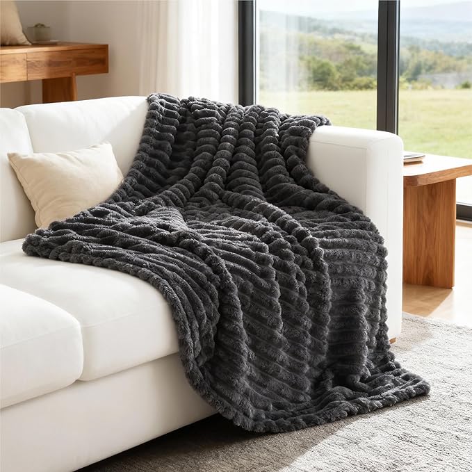 Bedsure GentleSoft Grey Fleece Blanket for Couch - Cozy Soft Blankets for Women, Cute Small Throws for Girls, 50x70 Inches - Bloomnest