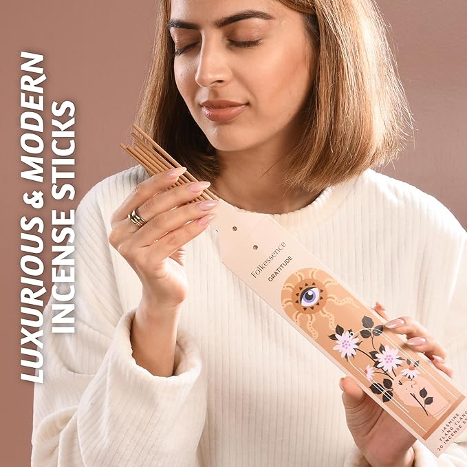 Folkulture Incense Sticks | Pack of 12 Non Toxic Insenses (240 Sticks) with Incense Holder | Frankincense, Jasmine, Patchouli, Palo Santo, Organic Lavender Organic Inscents-Sticks for Home - Bloomnest