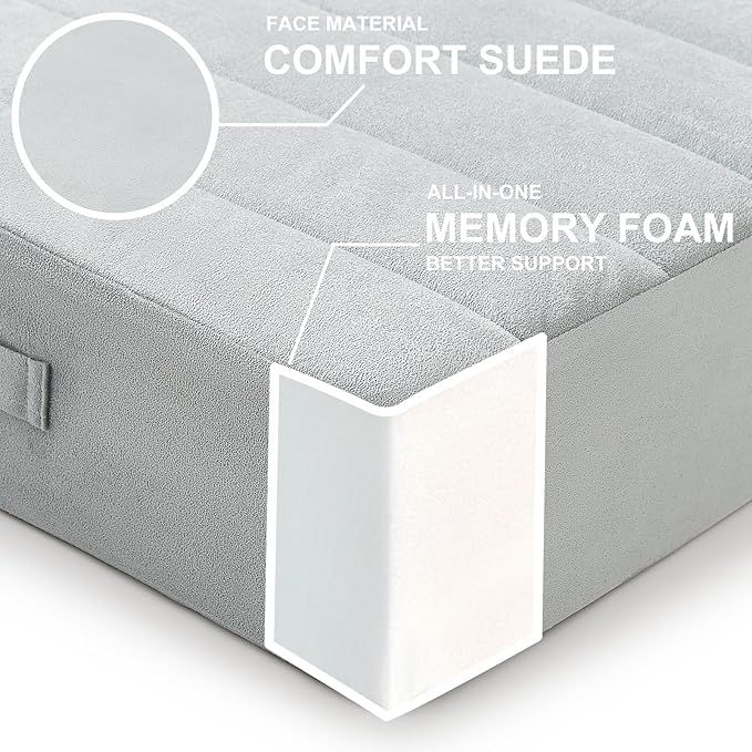 2 Pcs High Density Foam Floor Pillow - Upgraded Large Pillows Seating for Adults - Outdoor Floor Cushion with Soft Tufted Cover - Yoga Pillows for Sitting On Floor - 22 Inch Light Gray - Bloomnest