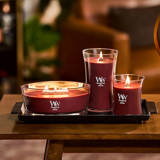 WoodWick Rouge Oud Gifts for Women and Men, 21.5 oz Large Hourglass Candle with Crackling Wick - Bloomnest