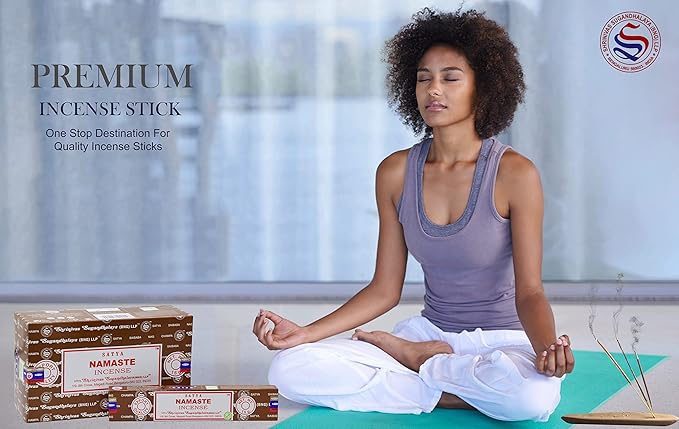 EARTH Satya Namaste Incense Sticks 15 GMS (Pack of 12) (Green Certified) Indian Perfumed Hand Rolled Agarbatti Perfect for Worship,Relaxation, Medication. Earth