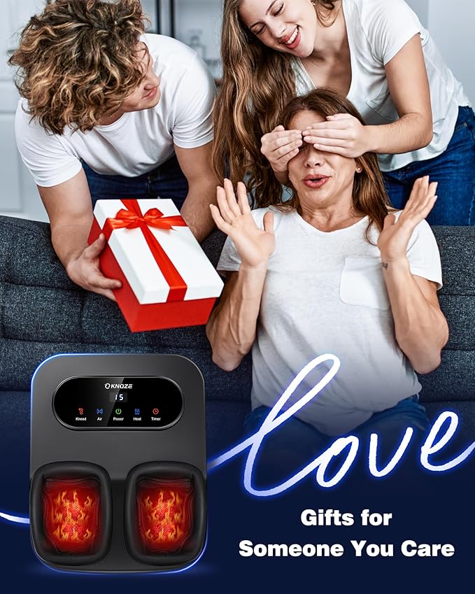 Foot Massager with Heat and Remote, Shiatsu Deep Kneading Feet Massager for Plantar Fasciitis & Neuropathy, Foot Warmer, Gifts for Mom Women Men Dad, Fits Up to Men Size 12 - Bloomnest