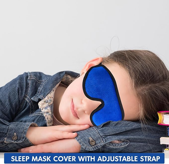 Coume Sleep Mask for Kids 3D Sleeping Blindfold Memory Foam Contoured Eye Mask with Blocking Light with Adjustable Strap(Dark Blue) - Bloomnest