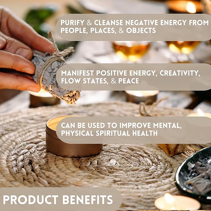 Ancient VEDA Organic Smudge Kit – Blue Sage, Palo Santo, Sweetgrass Braid, Feather & Smudge Guide | Home Cleansing Kit for Meditation, Yoga, Energy Healing & Gift (Starter Kit, Blue Sage)