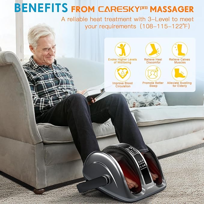 Shiatsu Foot Massager with Heat, FSA Store Eligible Items, 3-Heating for Circulation and Pain Relief, Deep Kneading Rolling for Calf-Feet-Arm Relaxation, Plantar Fasciitis, Neuropathy - Bloomnest