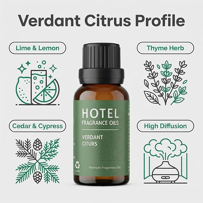 Verdant Citrus Diffuser Oil – Luxury Hotel-Inspired Essential Oils for Diffusers Aromatherapy – Fragrance Oil Blend – Refreshing Home Essentials for Living Room & Bathroom – 30ml - Bloomnest