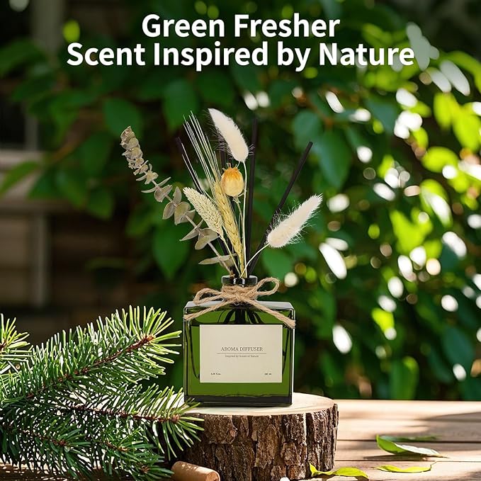 Reed Diffuser, 6.09 oz Jasmine Lily Scent Diffuser with Sticks & Dried Flowers, 120 Days Long Lasting reed diffusers for home, Elegant fragrance for Bathroom Bedroom Office Decor, Air fresh - Bloomnest