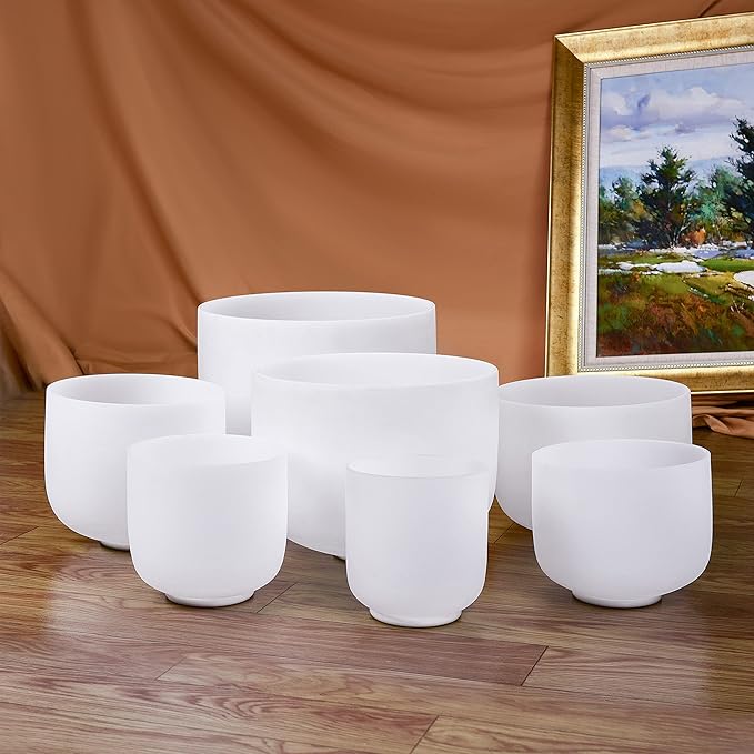 TOPFUND 6-12 inch Chakra Set of 7 Crystal Singing Bowls with Heavy Duty Carrying Case and Singing Bowl Mallets - Bloomnest