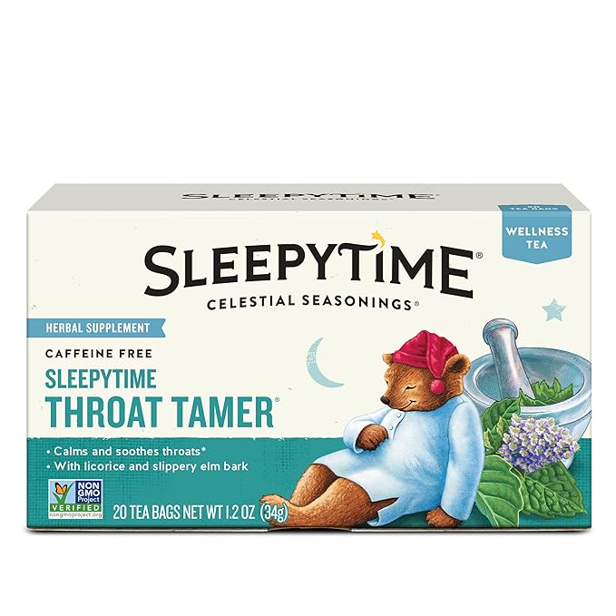 Celestial Seasonings Wellness Tea, Sleepytime Throat Tamer, Caffeine Free Sleep Tea, 20 Tea Bags - Bloomnest