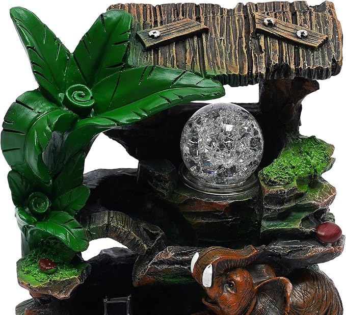 Fountains Waterfall Décoration,Indoor Relaxation Desktop Fountain Waterfall,Atomizing Humidifier,Desktop Fountain Waterfall with Rockery,Plant,Illuminated Waterfall for Home Office Desk Gifts