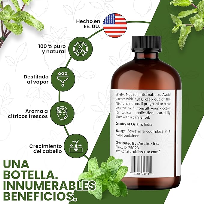 NaturoBliss Peppermint Essential Oil, 100% Pure and Natural Therapeutic Grade, Premium Quality Peppermint Oil, 4 fl. Oz - Perfect for Aromatherapy and Relaxation - Bloomnest