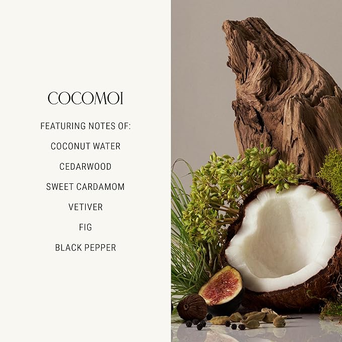 Homecourt Luxury Scented Candle, 60-Hour Burn Time, Soy Wax Blend & Organic Cotton Wick, Kiln-Fired Reusable Ceramic Vessel, Cocomoi, 8 oz - Bloomnest
