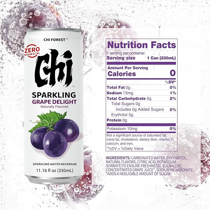 CHI FOREST Grape Delight sparkling water, 0 Sugar 0 Carolies, 11.16 fl oz* 24 - Bloomnest