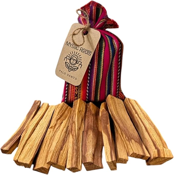 Palo Santo Smudging Sticks 100g, Palo Santo Wood Sticks from Peru (9–12 Pieces), Bursera graveolens, SERFOR-Certified Sustainable Harvest, Textile Gift Bag Bloomnest