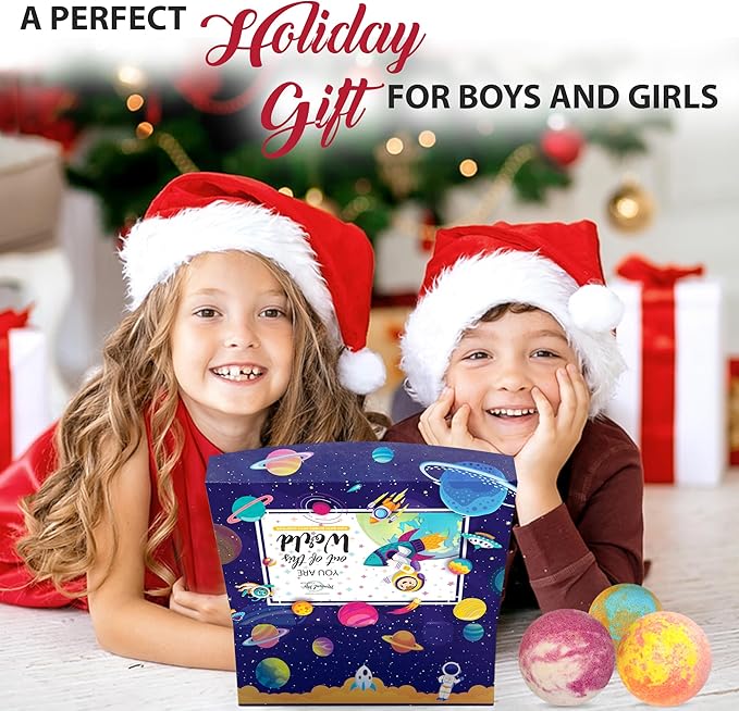 Bath Bombs for Kids with Surprise Inside, Bath Bombs with Surprise Jewelry & Jewelry Box - Organic, Skin Moisturizing, Natural Kids Space Galaxy Bracelets, Stocking Stuffers Christmas Gifts for Kids - Bloomnest
