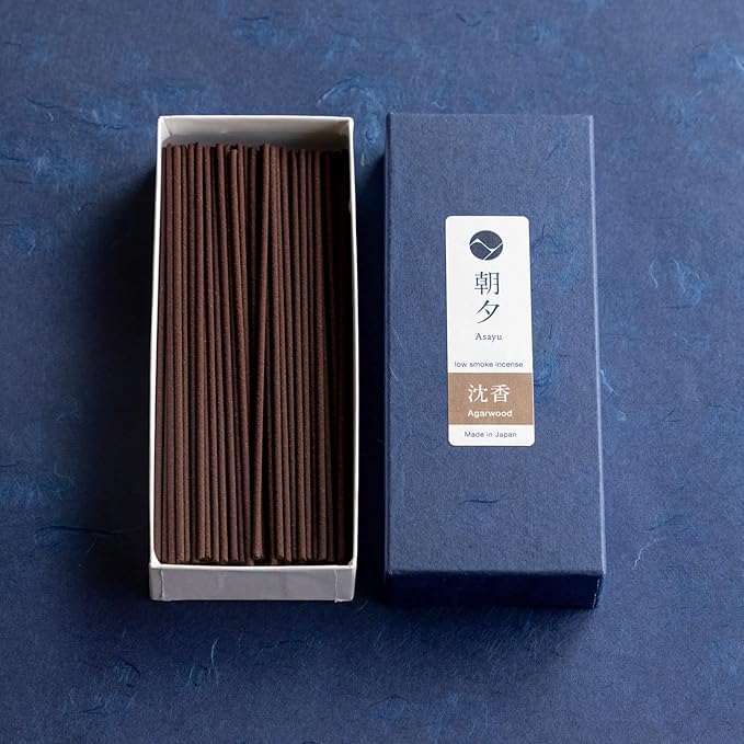 Asayu Japan Low Smoke Incense Gift Set with Incense Holder and Brass Stand, Agarwood Incense Sticks with Zen Holder - Bloomnest