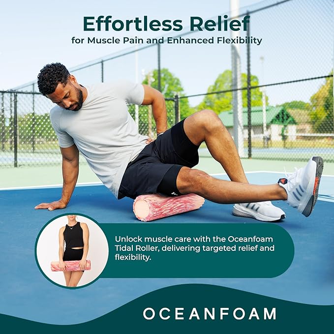 Oceanfoam Tidal Roller - Cotton Candy - Muscle Massage Foam Roller for Back Pain & Stretching - Firm and Ergonomic Wide Wave Textured - Yoga, Athletics, & Wellness - Full Size, 20" x 5" - Bloomnest