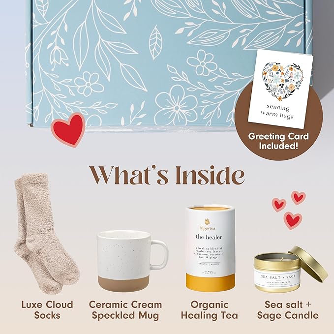 Unboxme Deluxe Birthday Care Package - Fluffy Socks, Mug, Lemon & Ginger Tea Set, Scented Candle & Greeting Card - Birthday Gift Box - Bloomnest