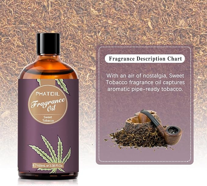 PHATOIL 3.38FL.OZ Sweet Tobacco Fragrance Oils for Aromatherapy, Essential Oils for Diffusers for Home, Perfect for Diffuser, DIY Candle and Soap Making, DIY Scented Products - 100ml - Bloomnest