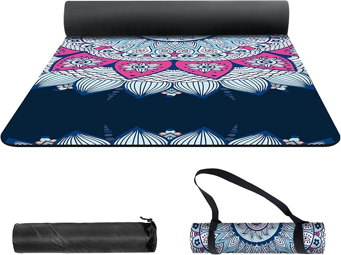 nuveti Yoga Mat Print Extra Thick TPE Non Slip Fitness Exercise Mat with Carrying Bag,72"x24" Extra Thick 6MM Exercise & Workout Mat for Yoga, Pilates Fitness and Floor Exercises - Bloomnest