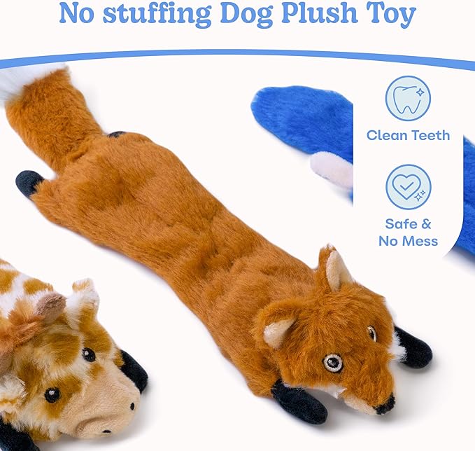 SHARLOVY Dog Squeaky Toys No Stuffing 3 Pack, Plush Crinkle Dog Toys for Large Breed, Durable Doggie Chew Cute Animals Puppy Toy for Teething - Bloomnest