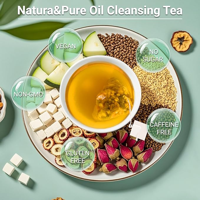Oil Reducing Tea, 100% Pure & Natural Oil Cleansing Tea with 10 Precious Ingredients Formula for Liver Detoxification, Effectively Improve Intestinal Cleansing (2 Box/30 Bags) - Bloomnest
