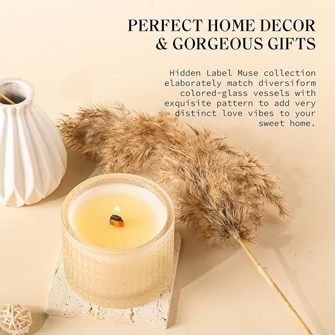 Vanilla Coconut Crackling Wood Wick Soy Candles in 7.4oz Glass Jar | Long-Lasting Scented Candles Gift Set for Valentine's Day, Mother's Day | Luxury Home Decor & Relaxation Gift for Women - Bloomnest