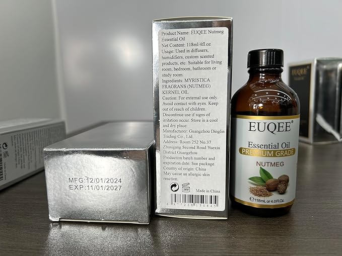 EUQEE Nutmeg Essential Oil 118ML Large Capacity Nutmeg Oil Premium Aromatherapy Essential Oils with Glass Dropper for Candle Making, Soap Making-4oz - Bloomnest