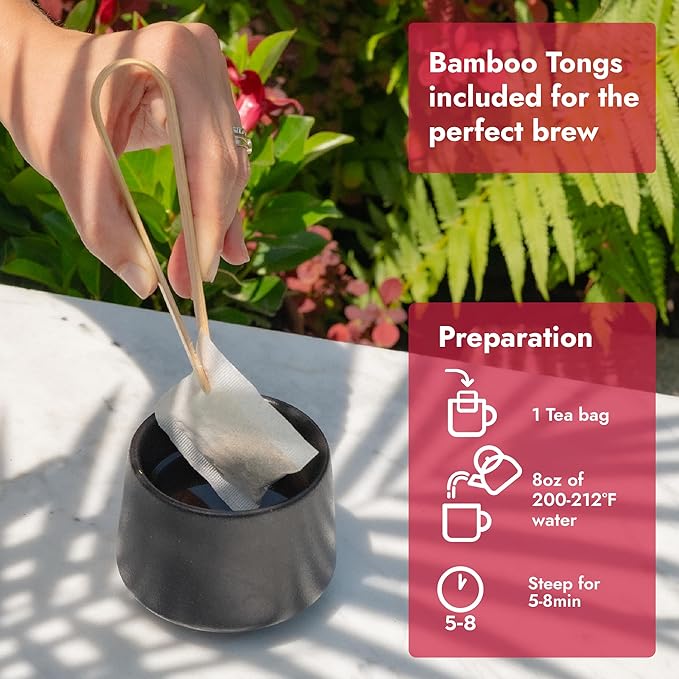 Vital Bloom Hibiscus Tea, 120 Tea Bags, 100% Natural Hibiscus Flowers, Caffein Free, Hot or Cold Brew Herbal Tea, Bleach Free Tea Bags, Non GMO (Free Bamboo Tongs included) - Bloomnest
