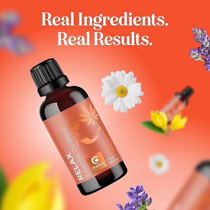 Relaxing Essential Oil Blend for Diffuser - Aromatherapy Blend of Essential Oils for Diffusers for Home and Travel Stress Support with Lavender Geranium Roman Chamomile and Ylang Ylang Diffuser Oils - Bloomnest