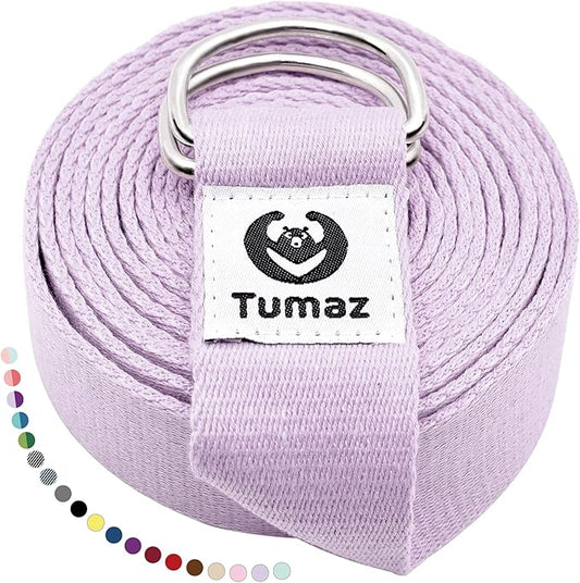 Tumaz Yoga Strap/Stretch Bands [15+ Colors, 6/8/10 Feet Options] with Extra Safe Adjustable D-Ring Buckle, Durable and Comfy Delicate Texture - Best for Daily Stretching, Physical Therapy, Fitness - Bloomnest