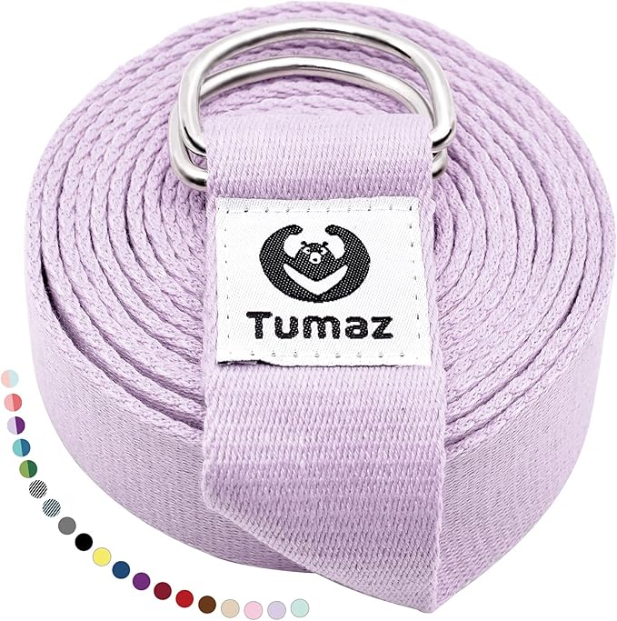 Tumaz Yoga Strap/Stretch Bands [15+ Colors, 6/8/10 Feet Options] with Extra Safe Adjustable D-Ring Buckle, Durable and Comfy Delicate Texture - Best for Daily Stretching, Physical Therapy, Fitness - Bloomnest