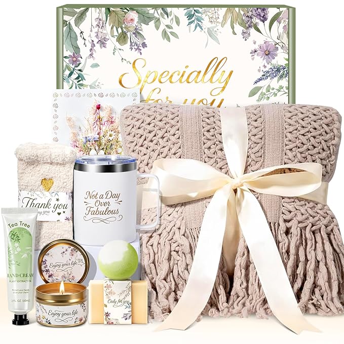 Valentines Day Gifts for Her Mom Wife, Birthday Gifts for Women Spa Care Package, Get Well Soon Gift Baskets Thinking of You Sympathy Gift Box for Friend, Sister, Wife (Khaki) - Bloomnest