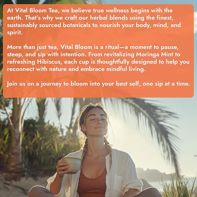 Vital Bloom 120 Tea Bags Ginger Turmeric Cinnamon Tea Bags, Supports Immune Health, Aids Digestion, 100% Natural Ingredients Blended Herbal Tea, Hot or Iced, Eco-Friendly Package, 120 Count - Bloomnest