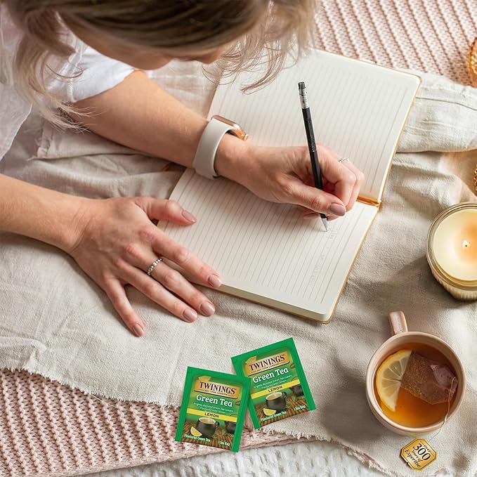 Twinings Green Tea with Lemon Individually Wrapped Bags, 20 Count (Pack of 6), Zesty Citrus Aroma & Flavour, Caffeinated, Enjoy Hot or Iced, 120 Teabags - Bloomnest
