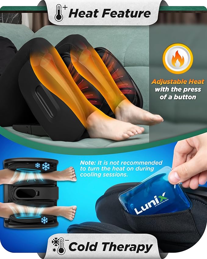 Lunix LX21 Shiatsu Foot and Calf Massager with Heat & Remote – Pain Relief for Plantar Fasciitis, Neuropathy, and Circulation, Ankle & Foot Massager, Black - Bloomnest