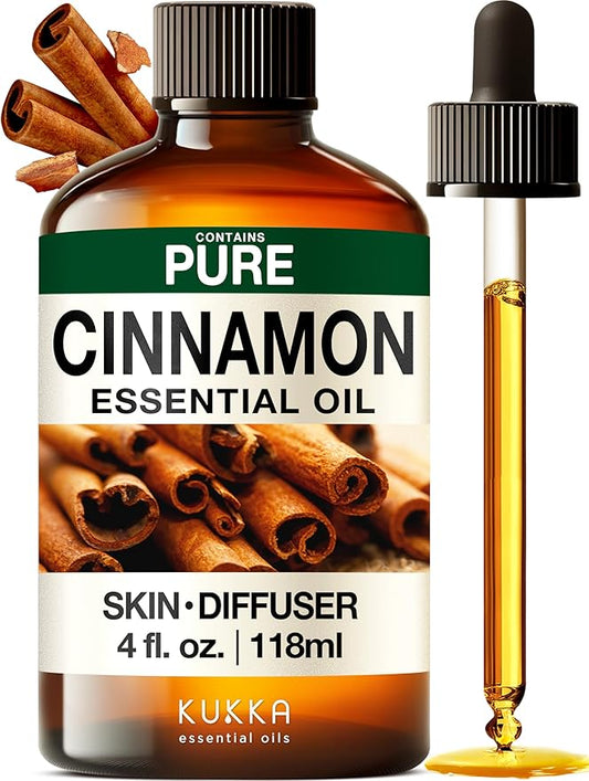 KUKKA Cinnamon Essential Oils - 4 Fl Oz - for Hair, Skin, Diffuser, Aromatherapy & DIY Soap Making Scent - Bloomnest