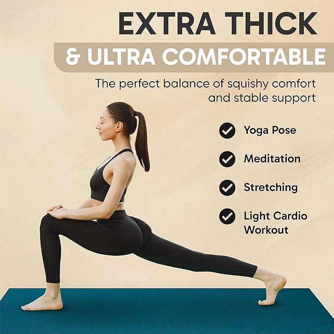 Gorilla Mats Premium Large Yoga Mat – 7' x 5' x 8mm Extra Thick & Ultra Comfortable, Non-Slip Barefoot Exercise Mat – Works Great on Any Floor for Stretching, Cardio or Home Workouts - Bloomnest