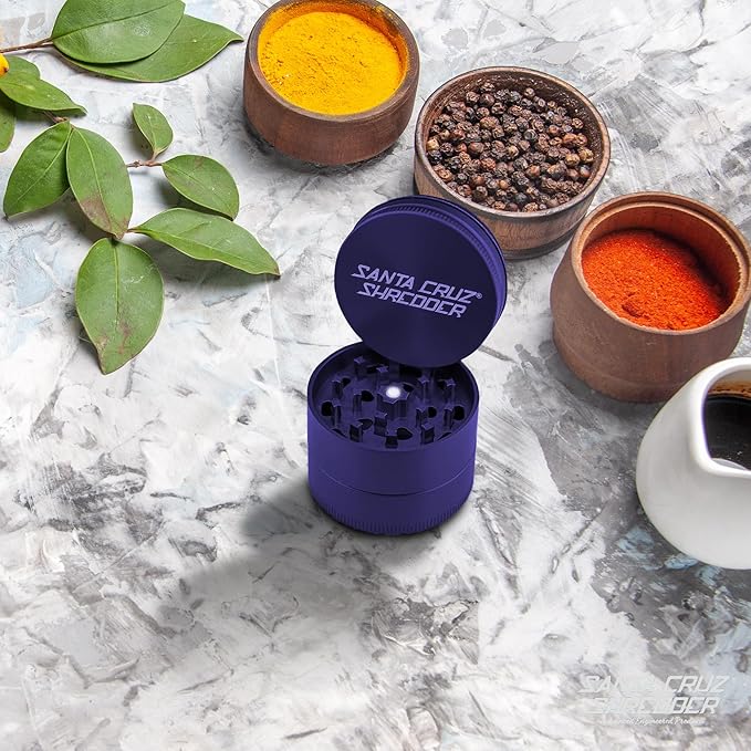 Santa Cruz Shredder Metal Spice Grinder Made in USA (Medium (2.2 Inch), Purple) - Bloomnest